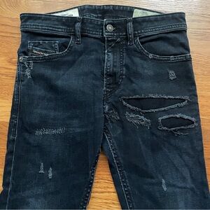 Diesel thommer Men's Black distressed Skinny Jeans